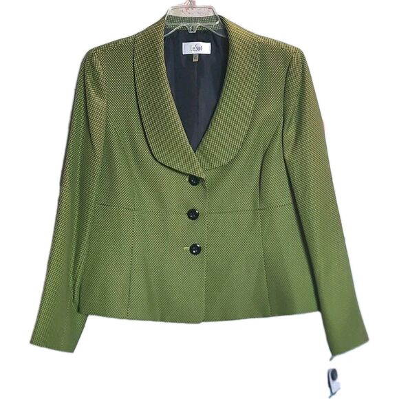 Le Suit Torino Palm Green Black Blazer Separate Jacket Business Career NEW Sz 16 - Picture 1 of 4